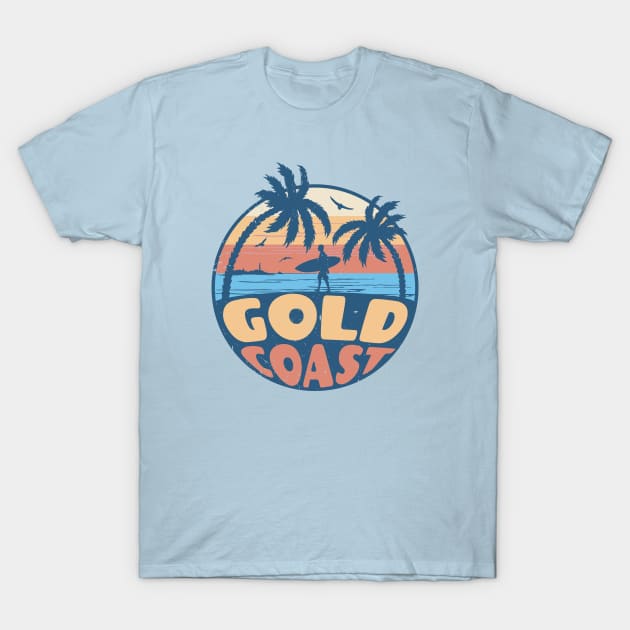 Vintage Surfing Gold Coast, Australia // Retro Summer Vibes // Grunge Surfer Sunset T-Shirt by Now Boarding